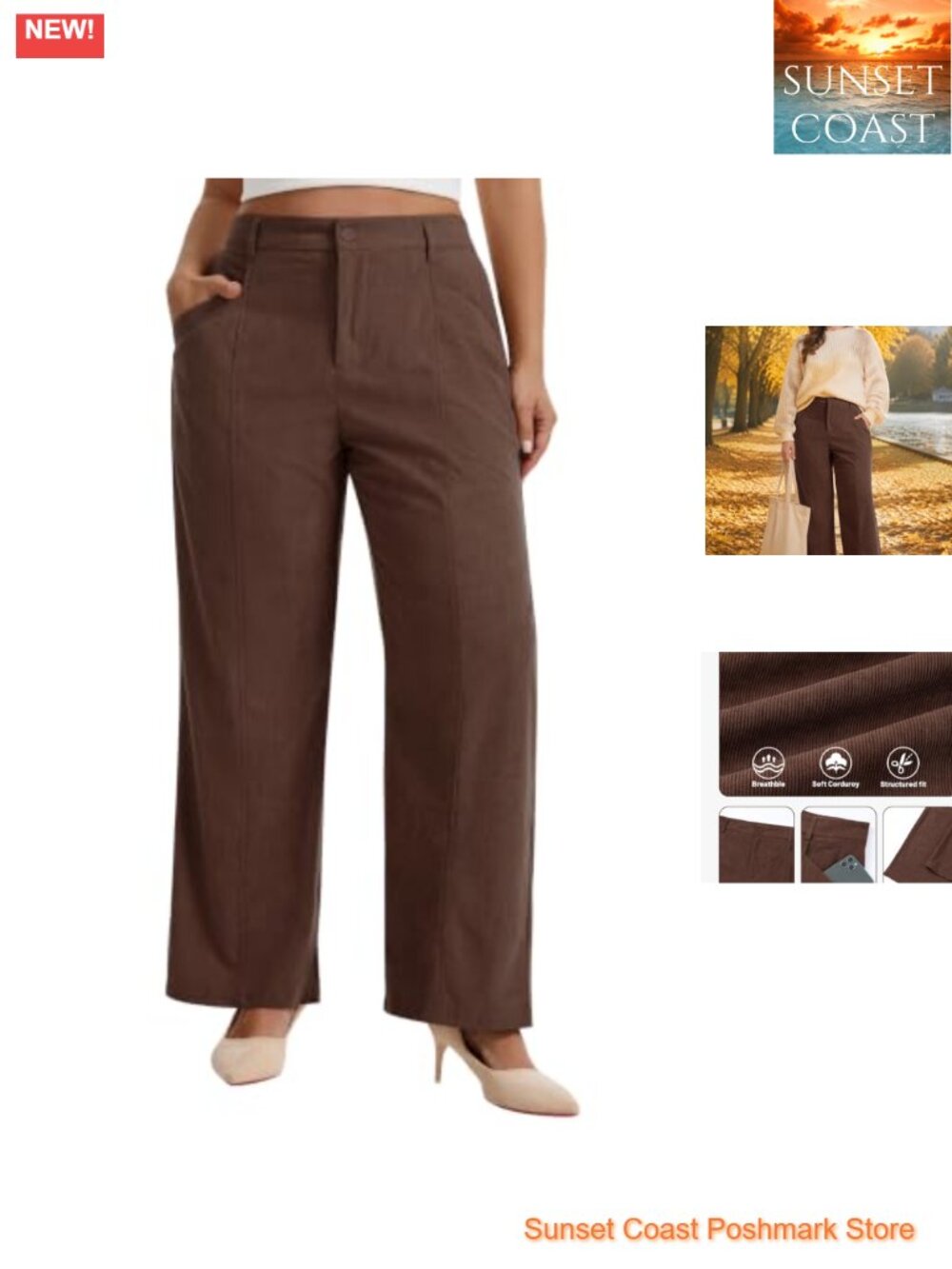Plus Size Corduroy Boot Cut Work Pants High Waist Wide Leg Pocket